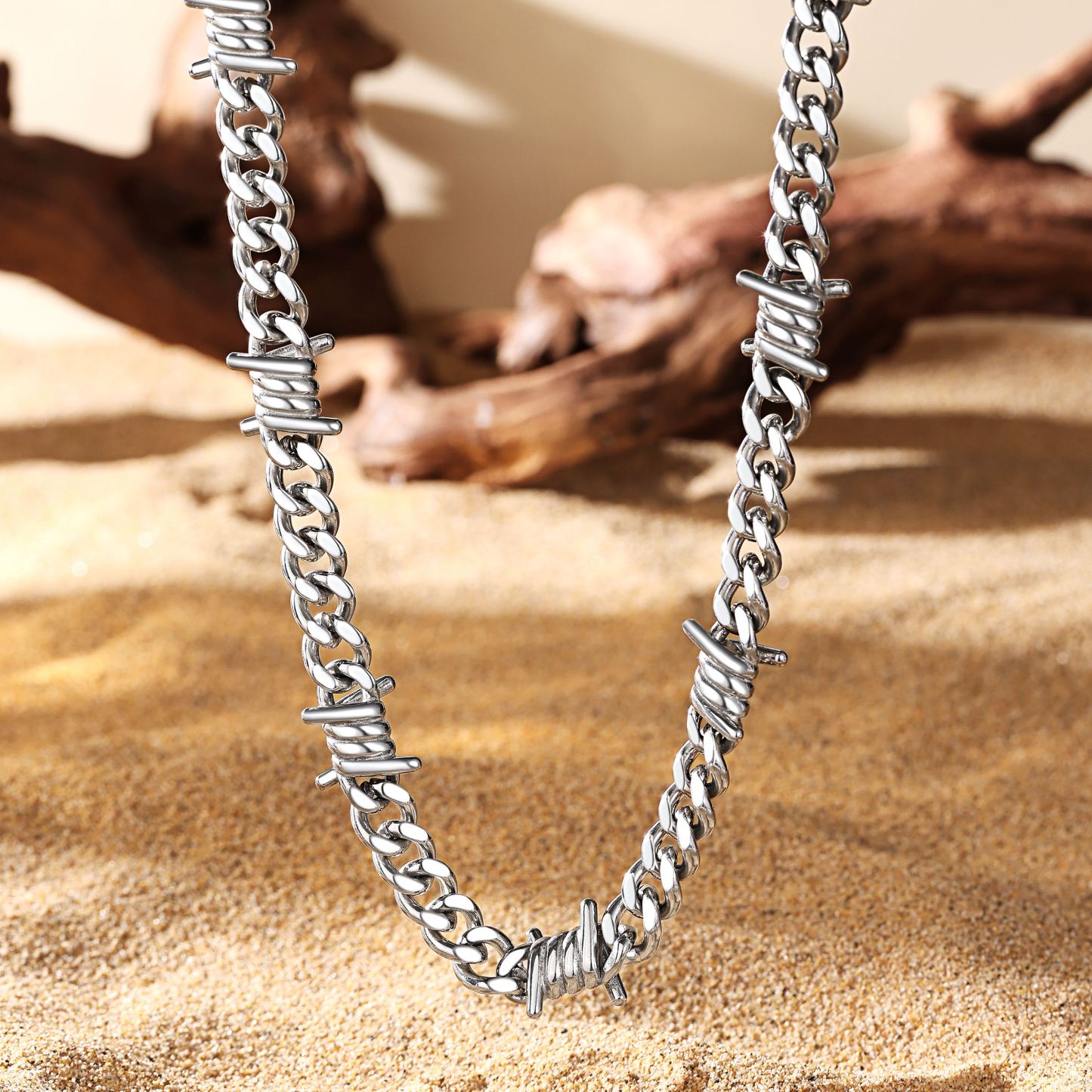 9mm Stainless Steel Cuban Chain for Men Women - Thorn Necklace