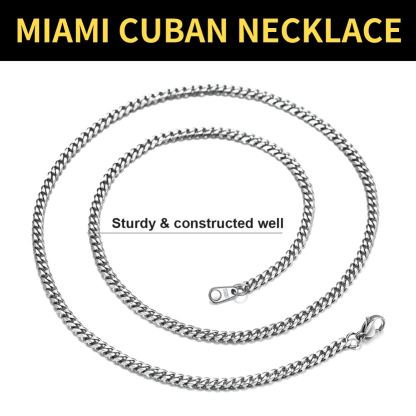 3mm Cuban Curb Chain Necklace Stainless Steel