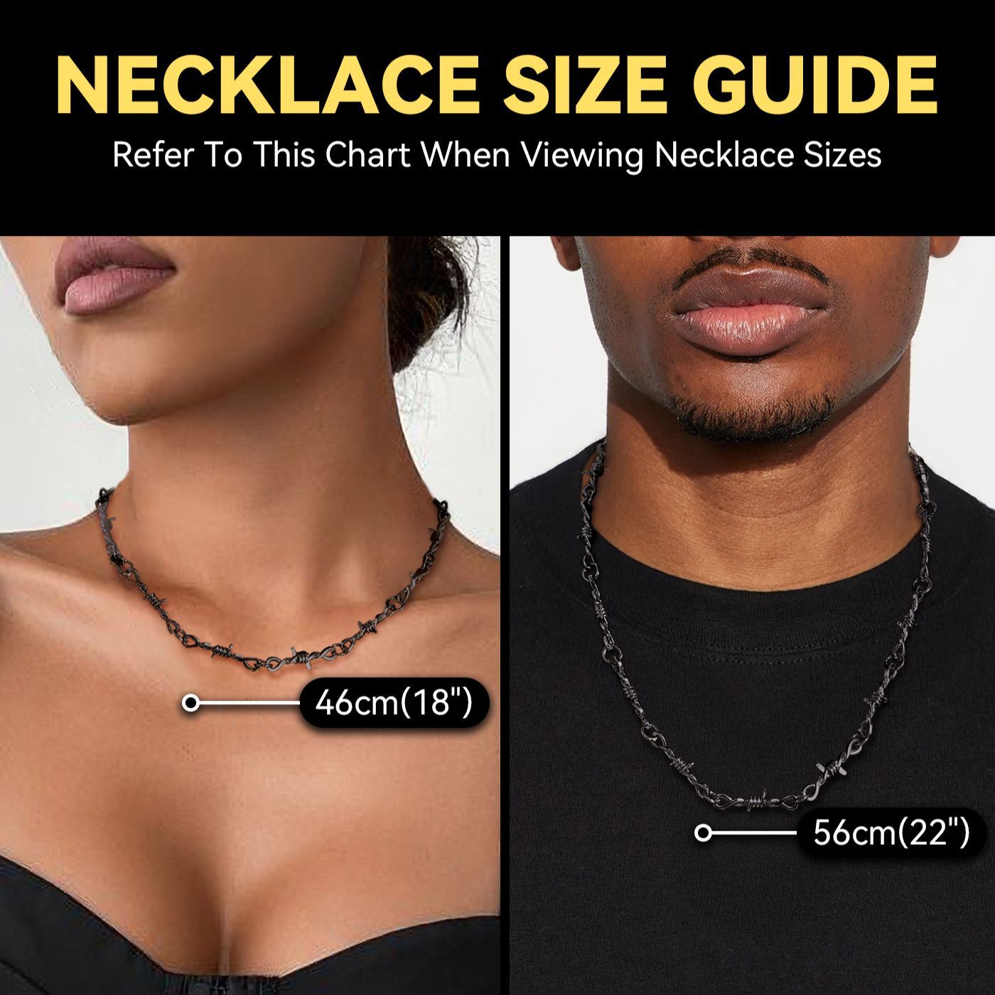 6mm Thorn Barbed Wire Chain Necklace for Men Women