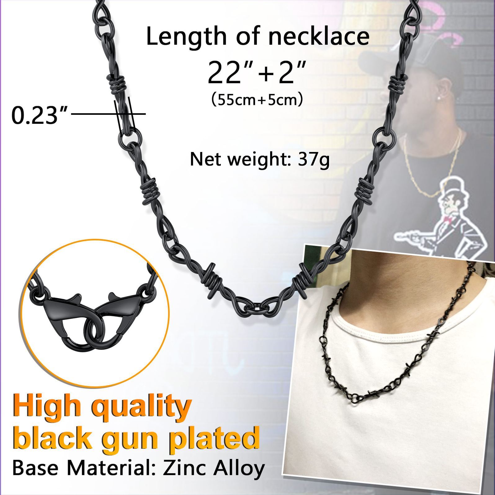 6mm Thorn Barbed Wire Chain Necklace for Men & Women High Quality