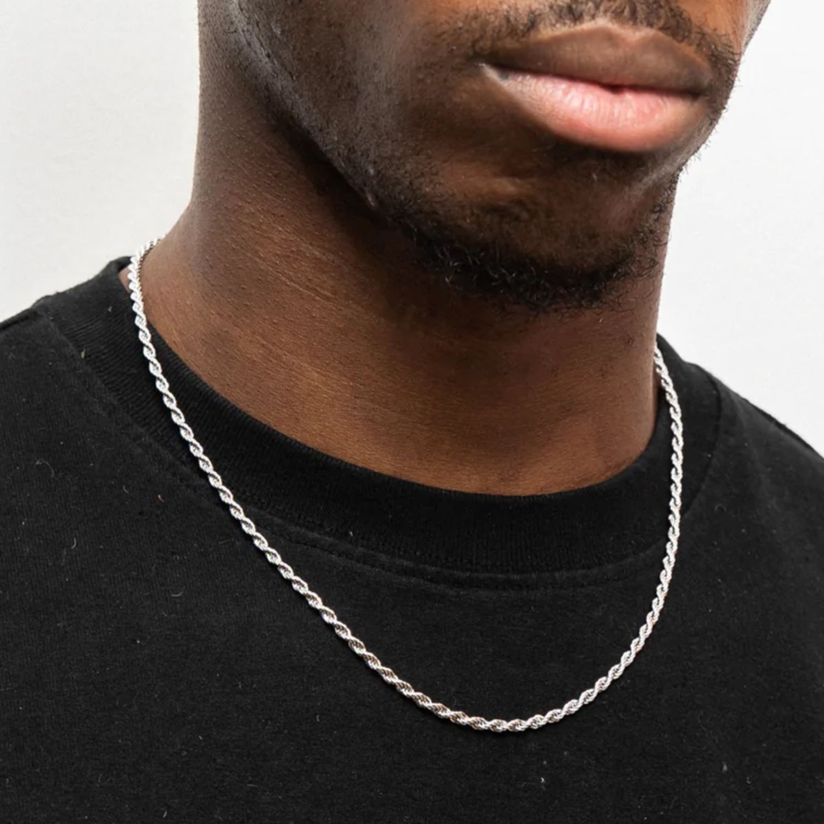 3/6mm Stainless Steel Rope Chain Necklace for Men