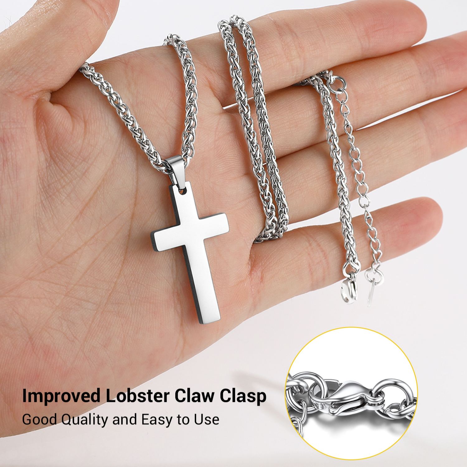 Essential Stainless Steel Cross Pendant with Chain Christian Jewelry