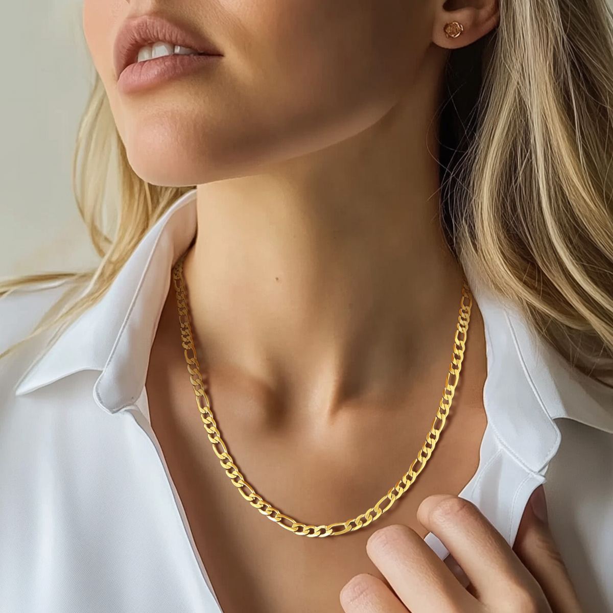 4/6/9/13mm Figaro Cuban Link Chain for  Women