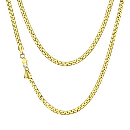 4mm Gold Flat Box Chain Necklace for Men & Women