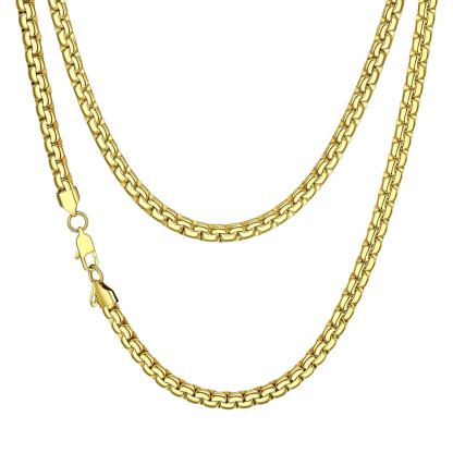 6mm Gold Flat Box Chain Necklace for Men & Women