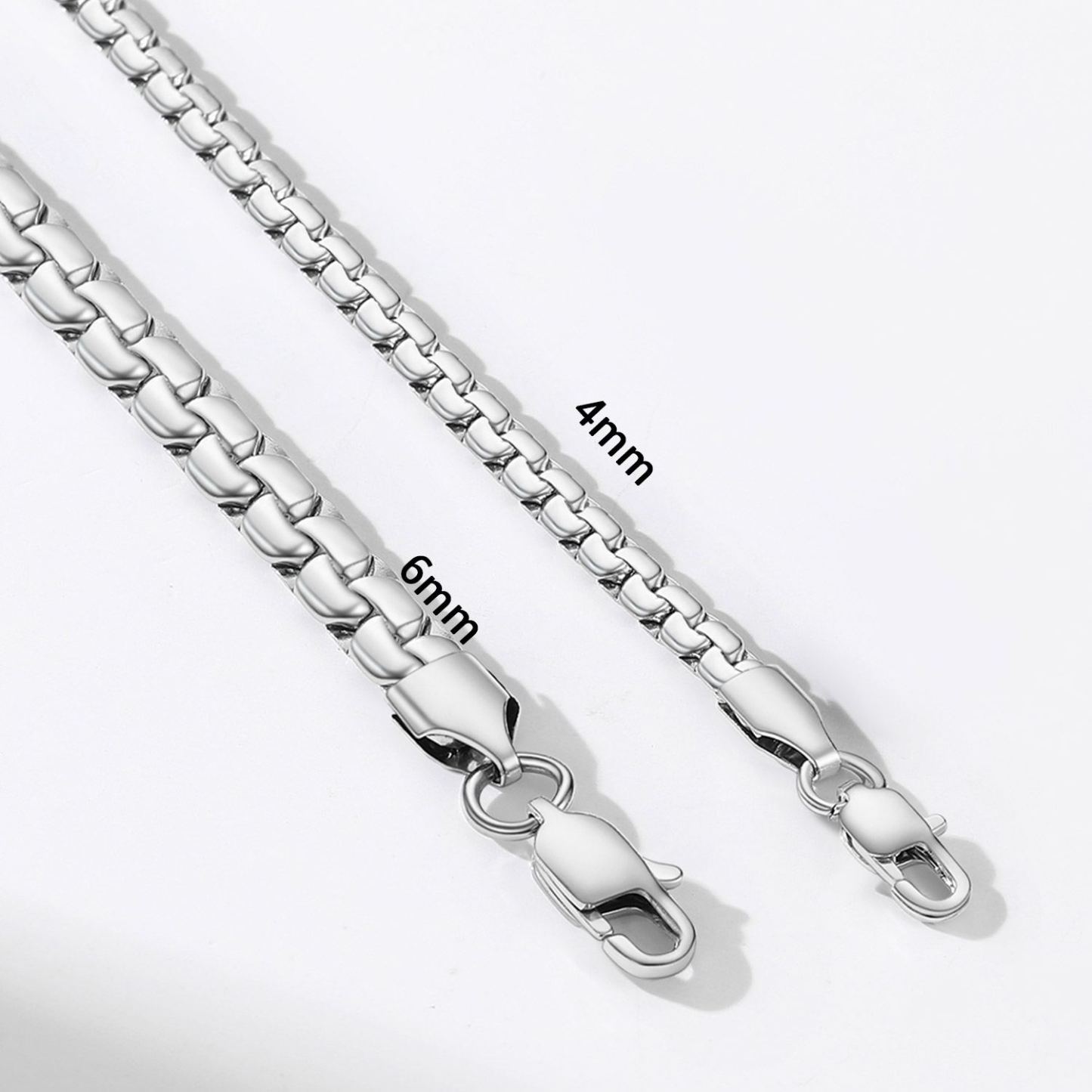 4mm 6mm Flat Box Chain Necklace for Men & Women