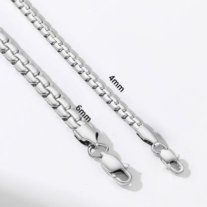 4mm 6mm Flat Box Chain Necklace for Men & Women