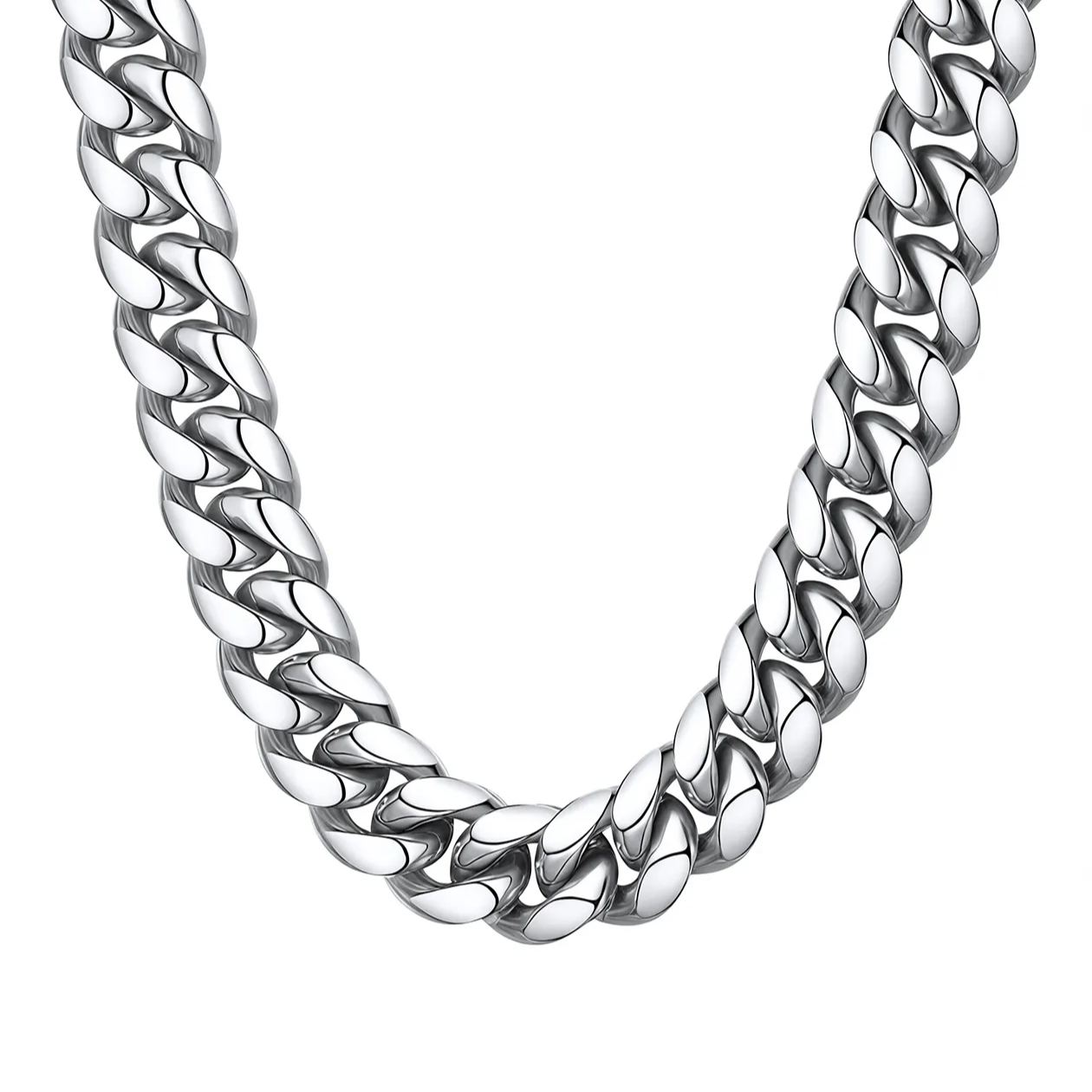 Silver Cuban Link Chain for Men 14mm
