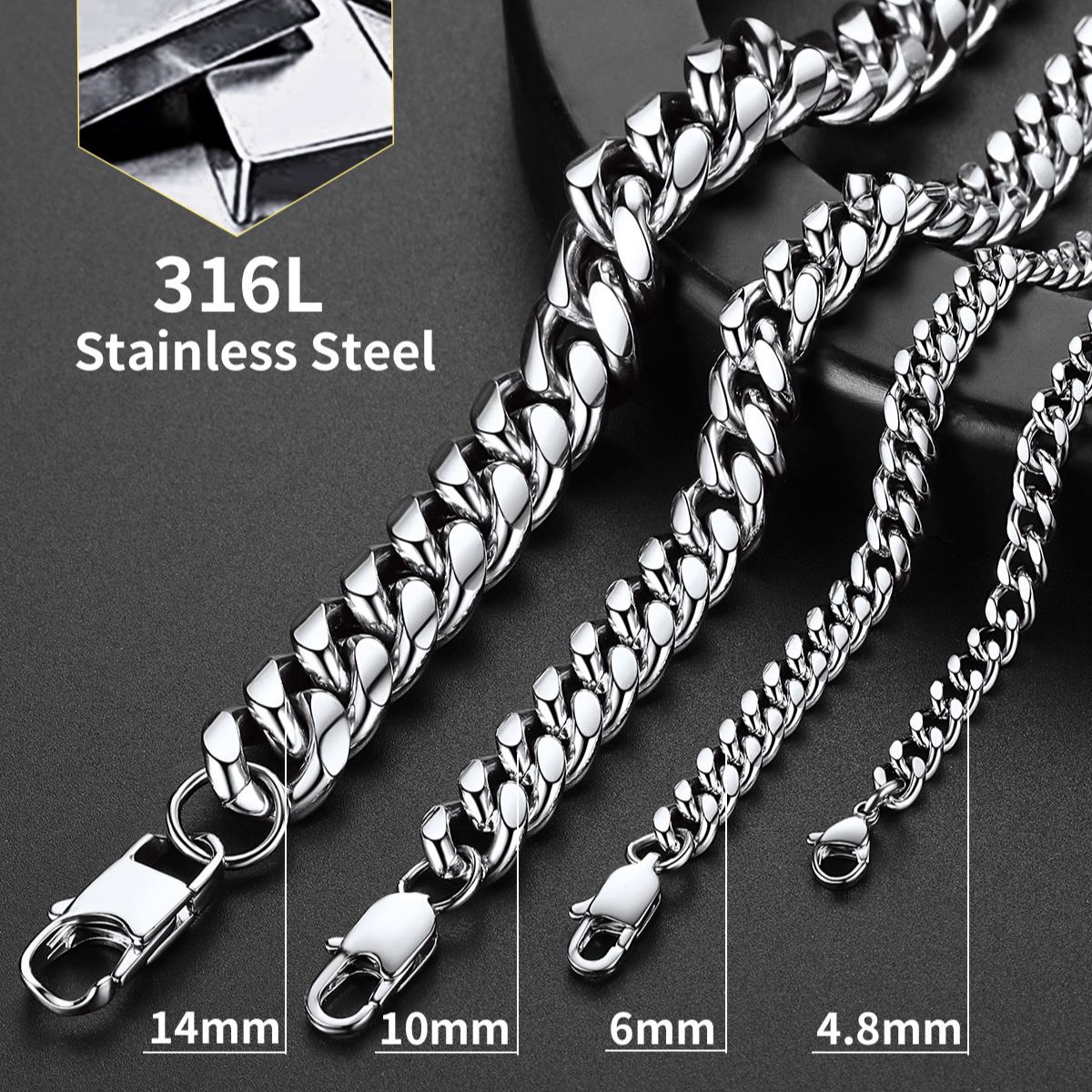 Miami Cuban Link Chain for Men 4.8/6/10/14mm