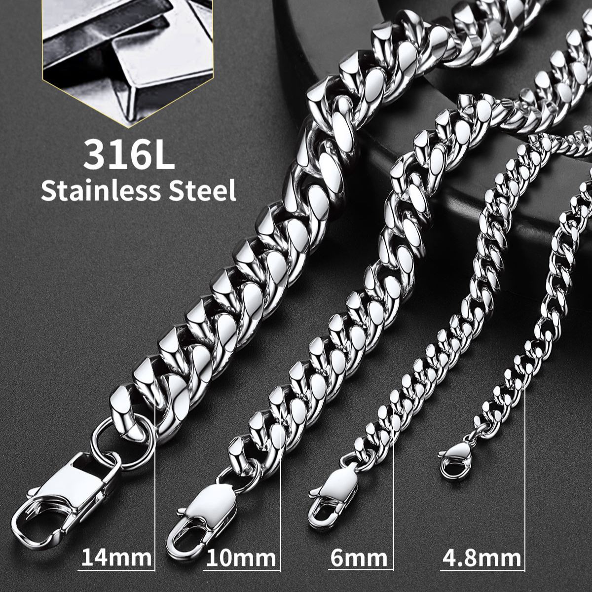 Miami Cuban Link Chain for Men 4.8/6/10/14mm