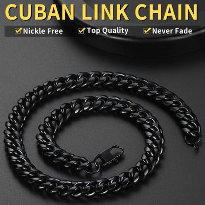 Black Miami Cuban Link Chain for Men 4.8/6/10/14mm