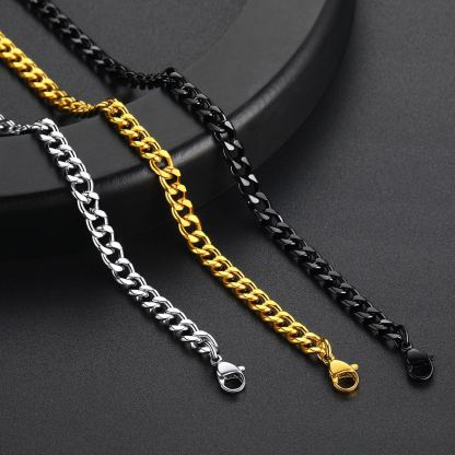 Silver Gold Black Cuban Link Chain for Men 4.8/6/10/14mm