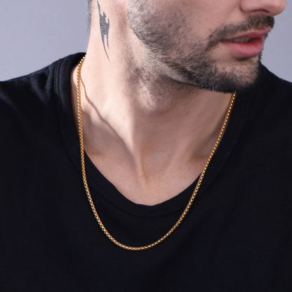 3/6mm Rolo Box Link Chain for Men - Hollow Link Stainless Steel Necklace