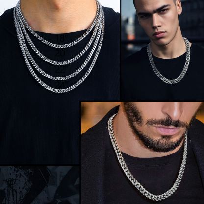 4mm Cuban Link Chain Necklaces Stainless Steel 14/18/20/22/24/26/28/30 inches