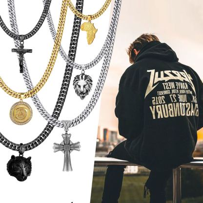 Hip Hop Miami Cuban Chain Necklace with pendants for Men