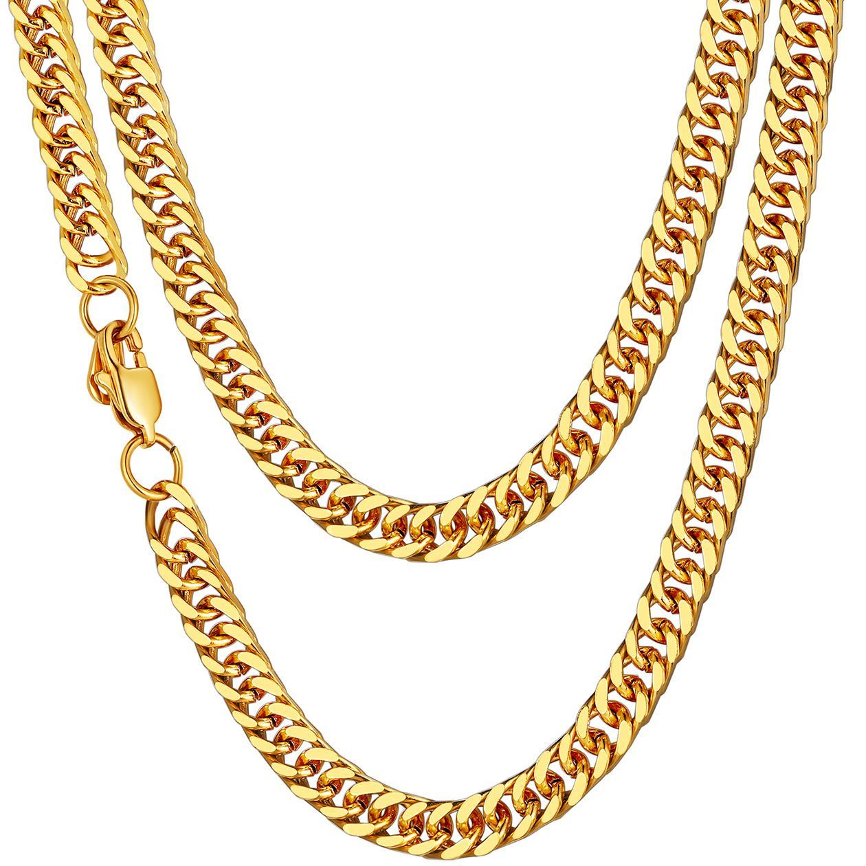 7mm Cuban Curb Chain Necklace Stainless Gold