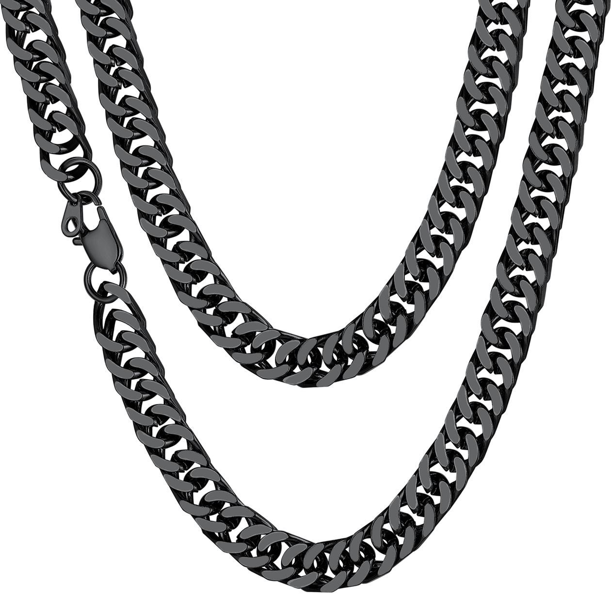 10mm Cuban Curb Chain Necklace Stainless Black