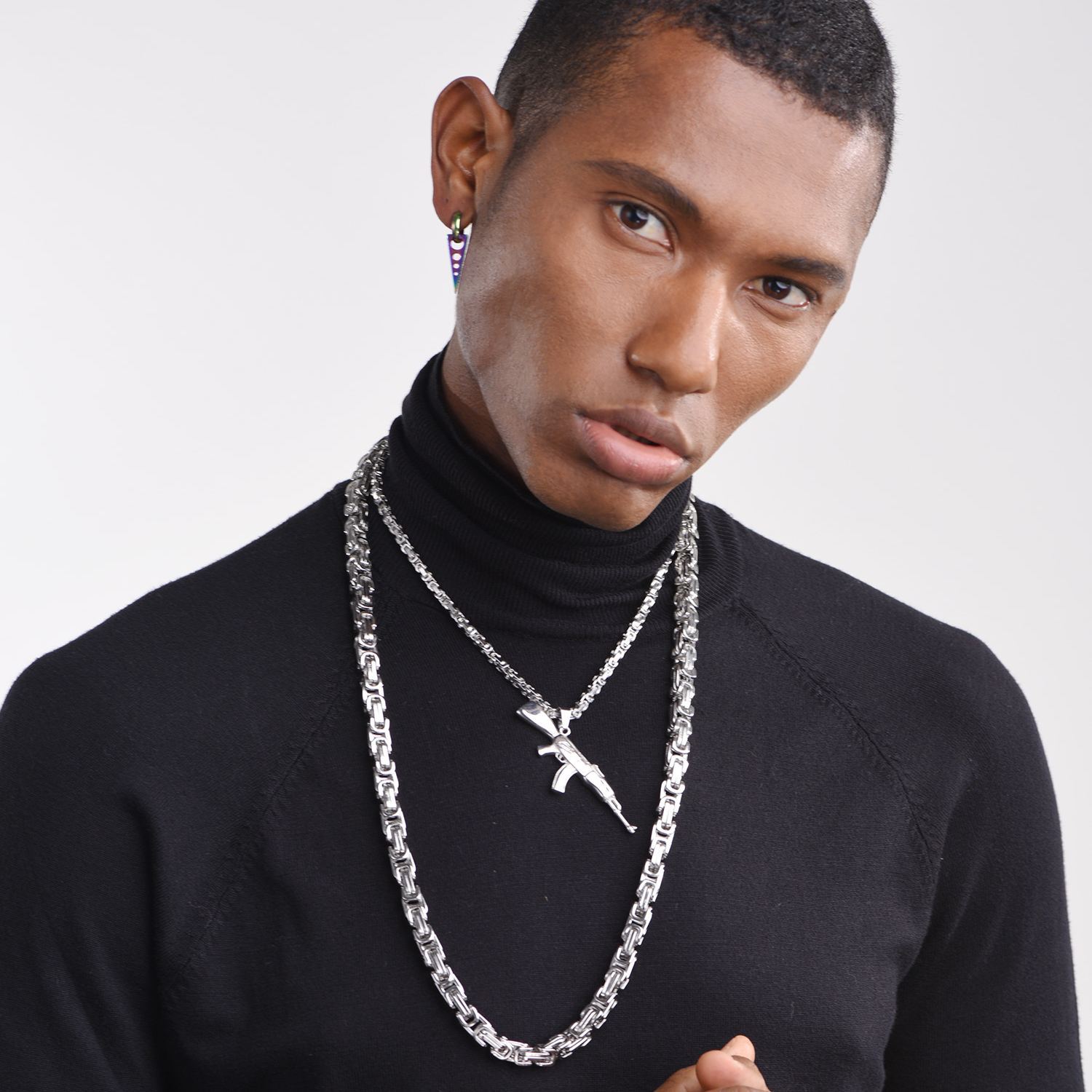 8mm Stainless Steel  Byzantine Chain Necklace