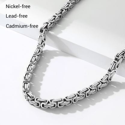 8mm Stainless Steel  Byzantine Chain Necklace