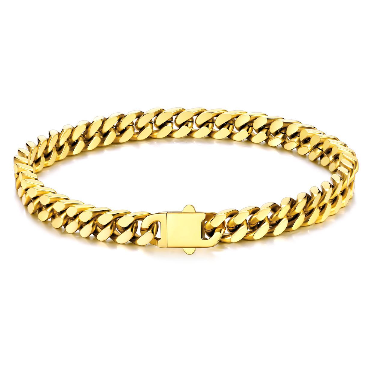 7mm Cuban Chain Bracelet 316L Steel Natural