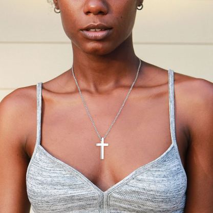 Classic Stainless Steel Cross Necklace - Christian Pendant for Women
