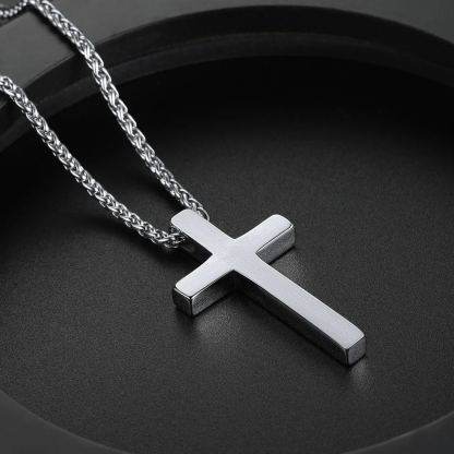 Silver Cross Pendant Necklace 316L Stainless Steel