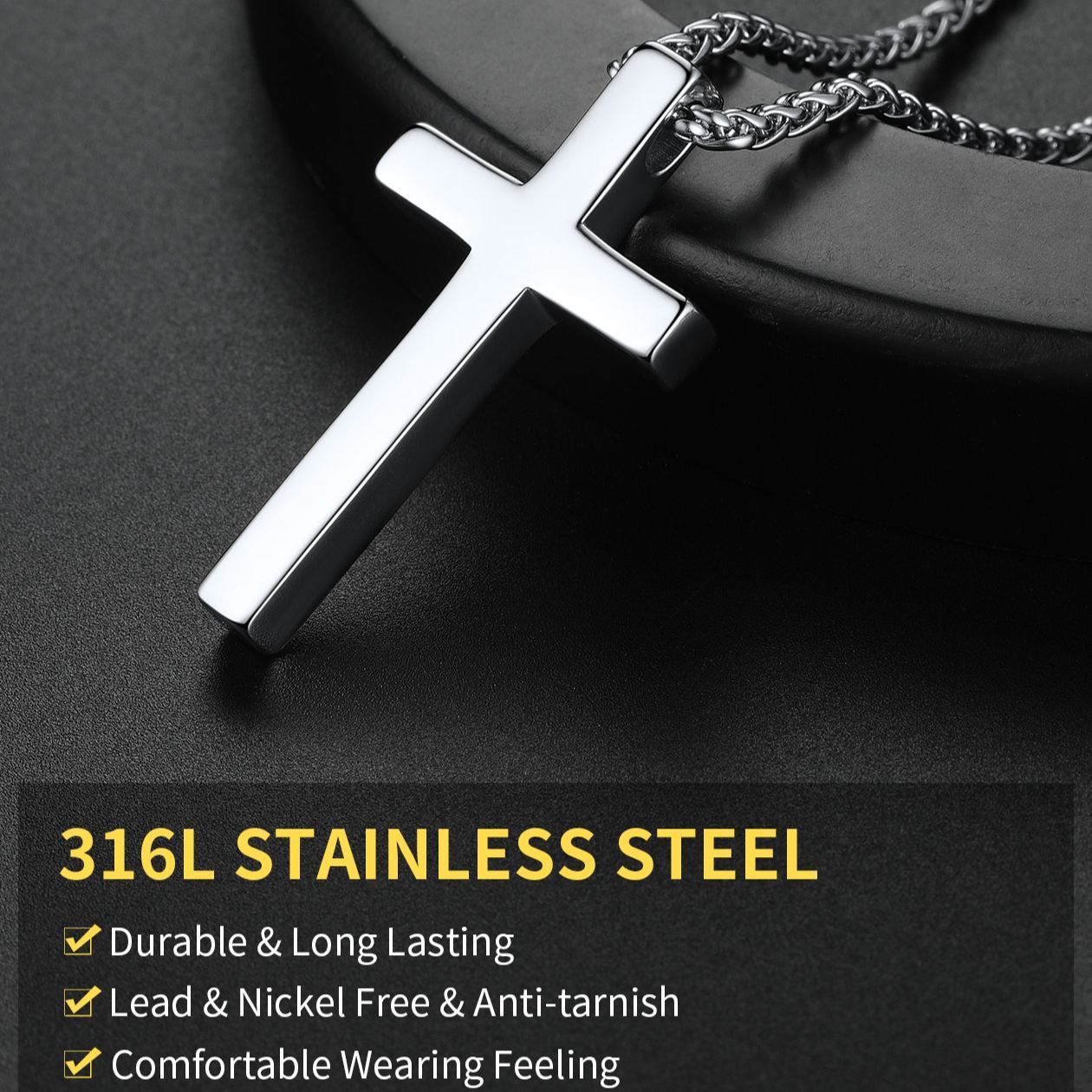Classic Stainless Steel Cross Necklace for men