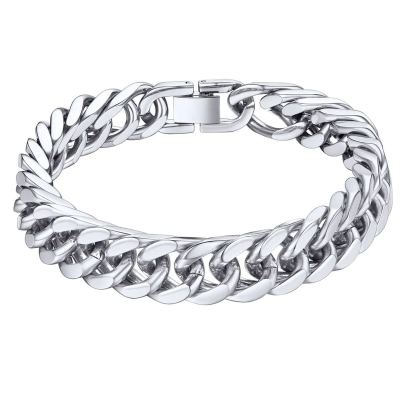 Cuban Link Bracelet for Men - 8mm Silver Heavy Duty Stainless Steel