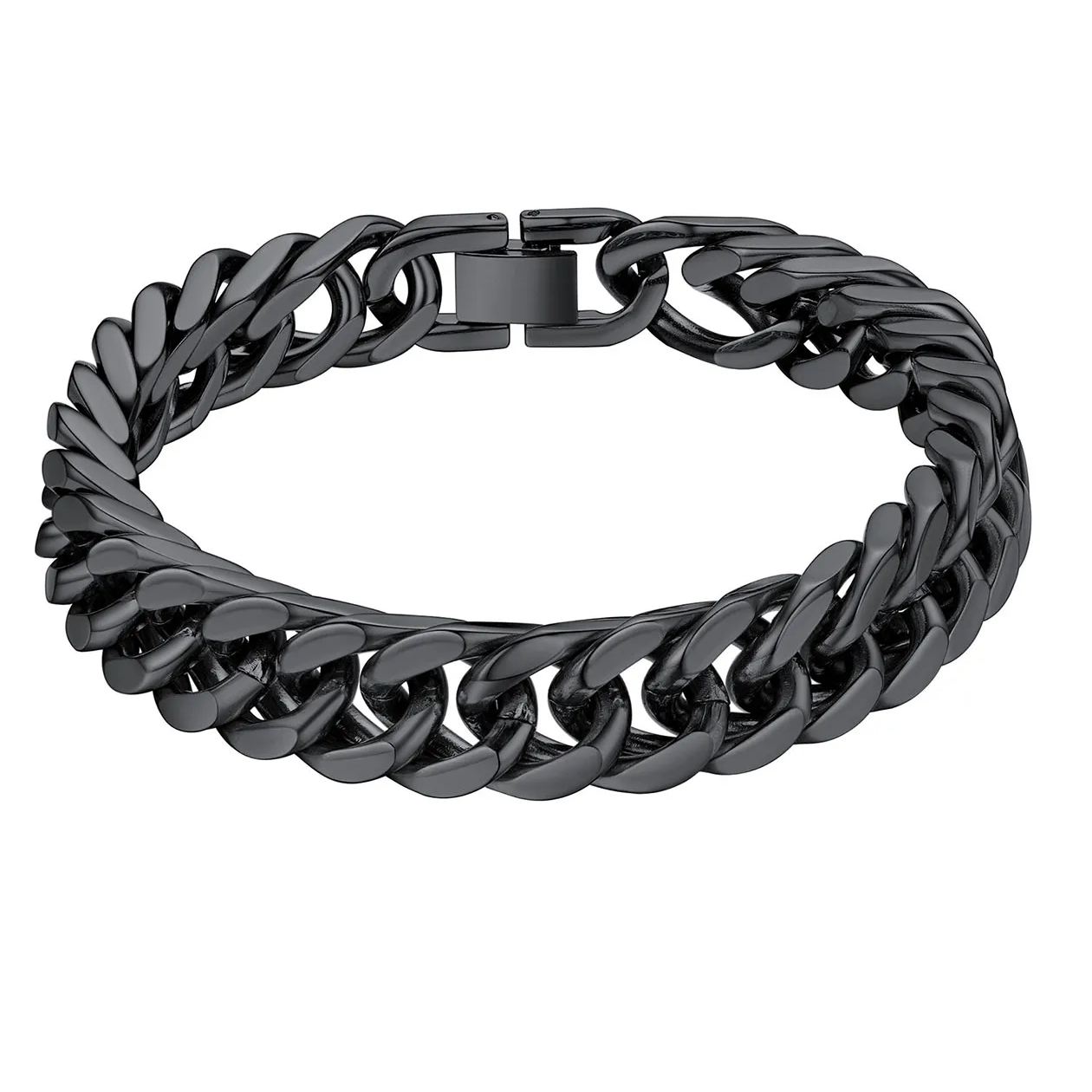 Black Cuban Link Bracelet for Men - 8mm Heavy Duty Stainless Steel