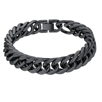 Black Cuban Link Bracelet for Men - 8mm Heavy Duty Stainless Steel