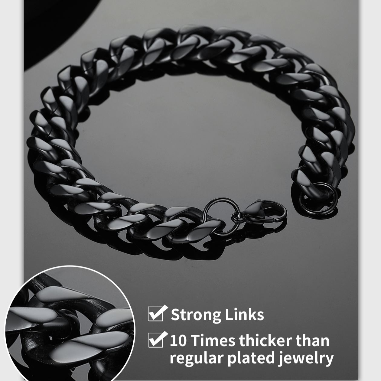 Chunky Cuban Link Bracelet for Men Women - Stainless Steel Chain