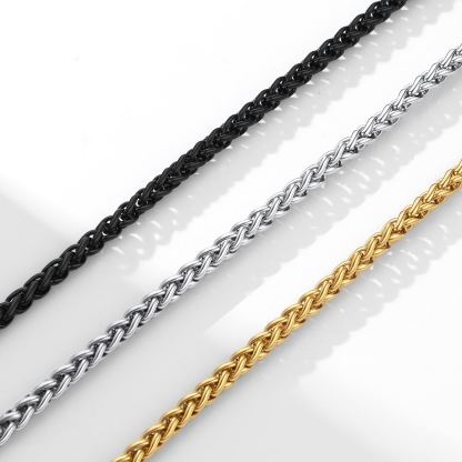 Stainless steel wheat chain necklace color options