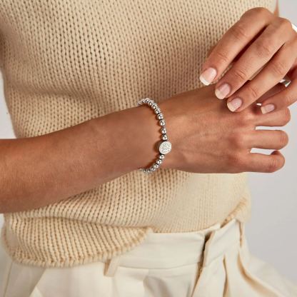 Women wearing steel beads bracelet