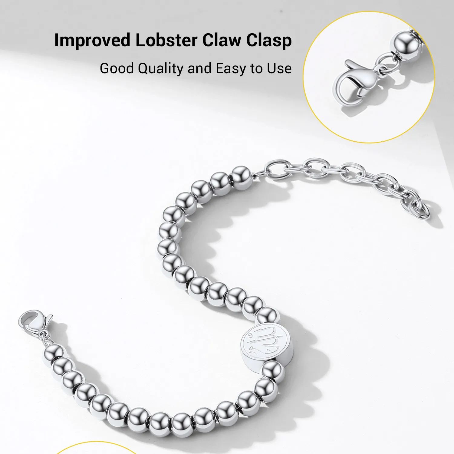 Polished stainless steel beads bracelet