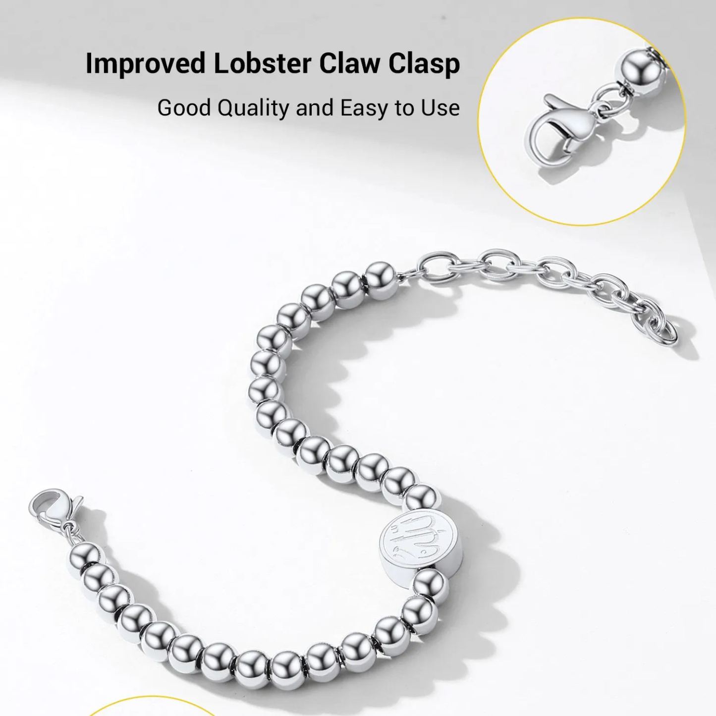 Polished stainless steel beads bracelet