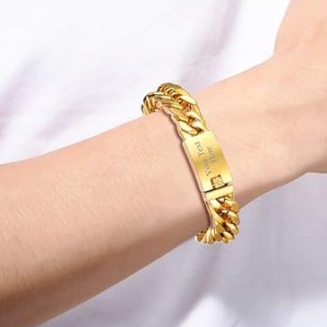 Gold Plated Cuban Link Bracelet worn on wrist