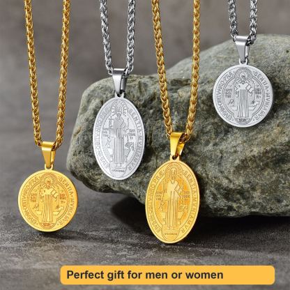 Gold Steel St Benedict Medals Comparison Stainless Steel Necklaces