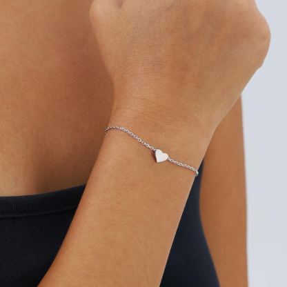 Classic Silver Heart Link Chain Bracelet  for Women, sterling silver jewlery, gift idea, sterling silver bracelets
