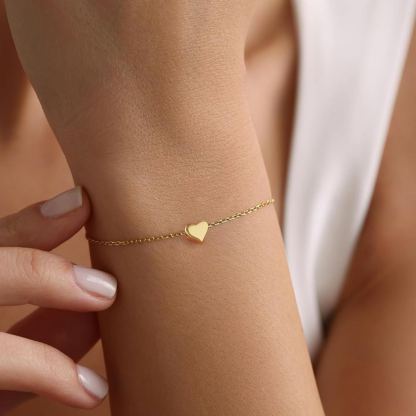 Classic Gold Heart Link Chain Bracelet  for Women, sterling silver jewlery, gift idea, sterling silver bracelets
