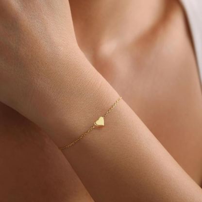Classic Gold Heart Link Chain Bracelet  for Women, sterling silver jewlery, gift idea, sterling silver bracelets