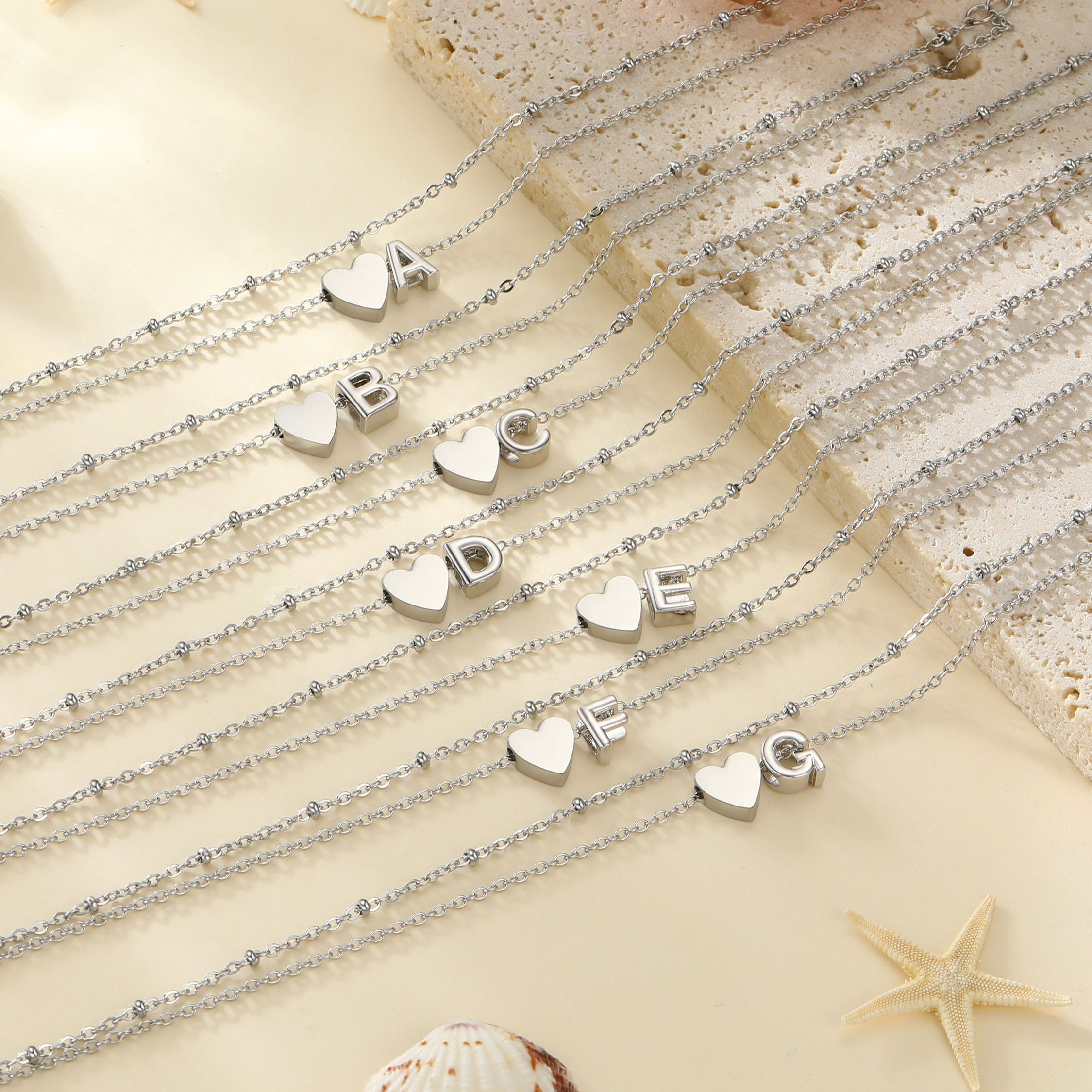 Polished Heart Letter Double Layer Anklet