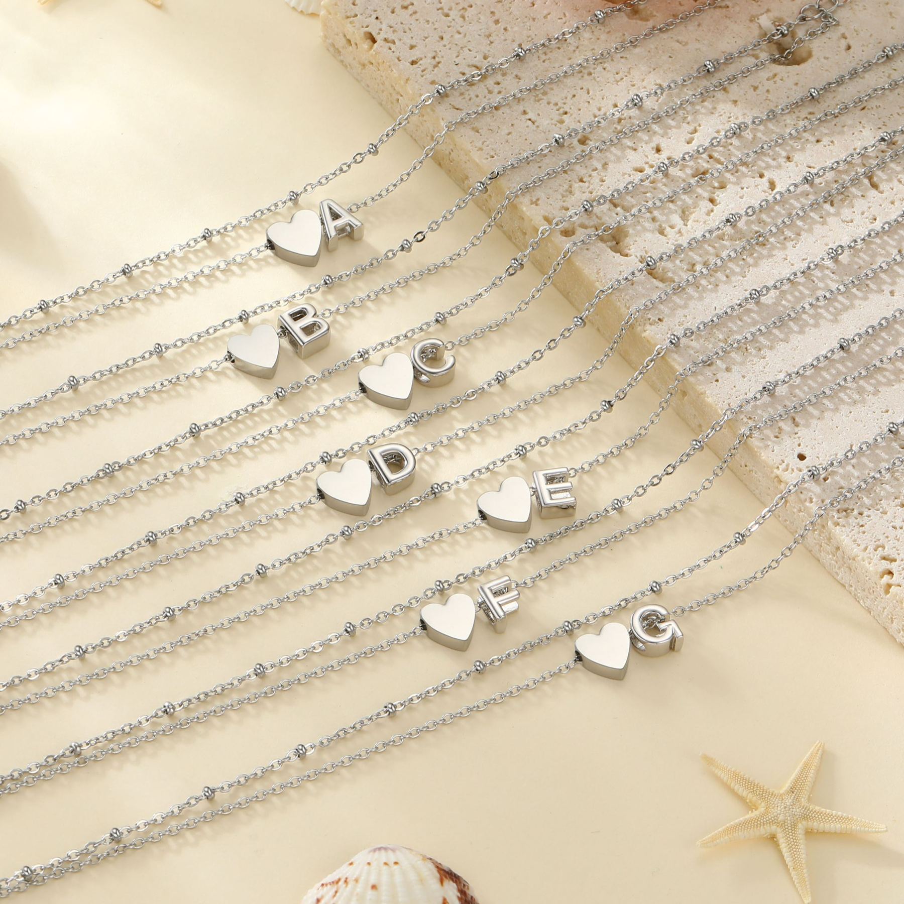 Polished Heart Letter Double Layer Anklet