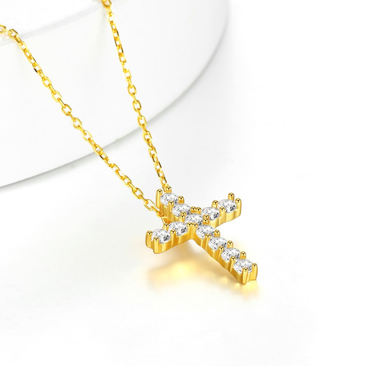 Silver Cubic Zirconia Cross Necklace