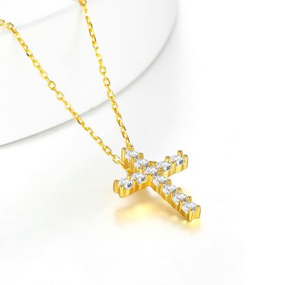 Silver Cubic Zirconia Cross Necklace