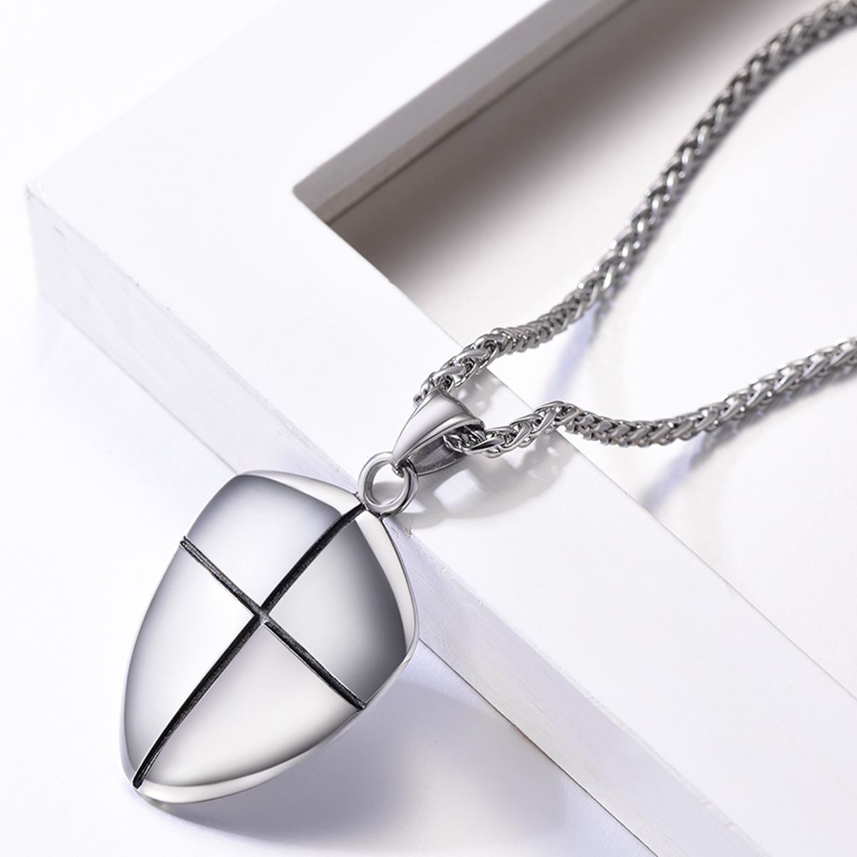 Shield of Faith Pendant Inspirational Necklace in Stainless
