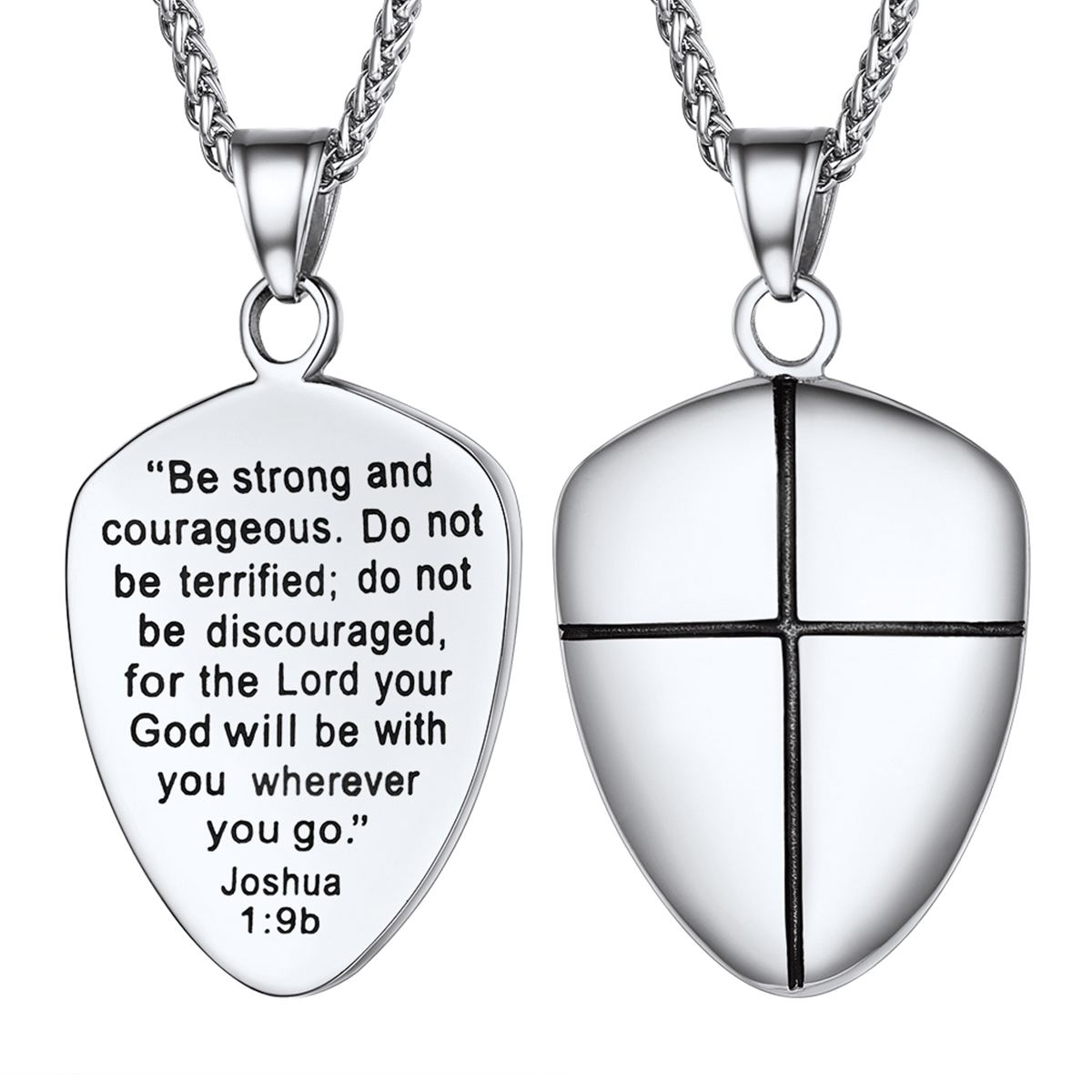 Shield of Faith Pendant Inspirational Necklace in Stainless