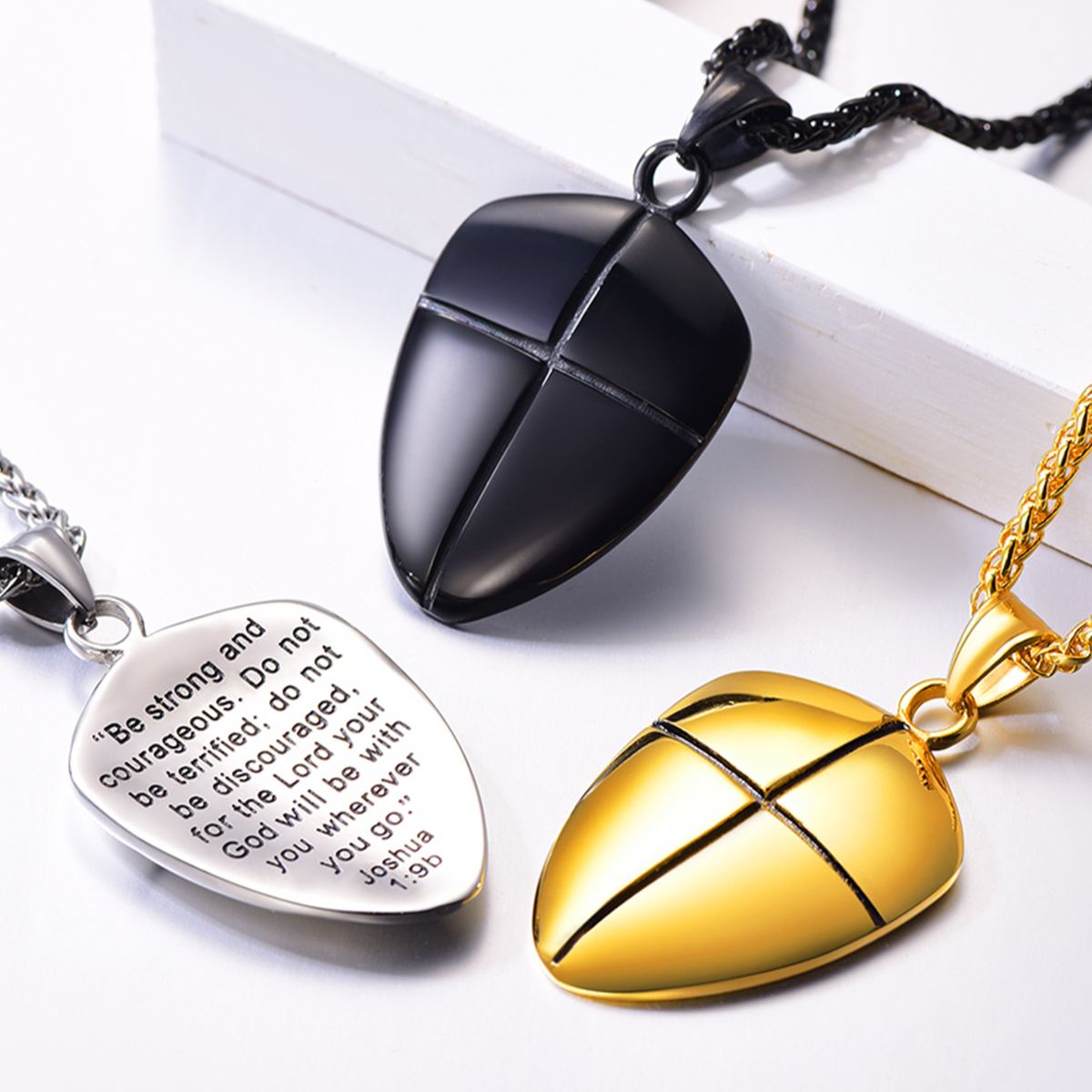 Shield of Faith Pendant Inspirational Necklace in Stainless