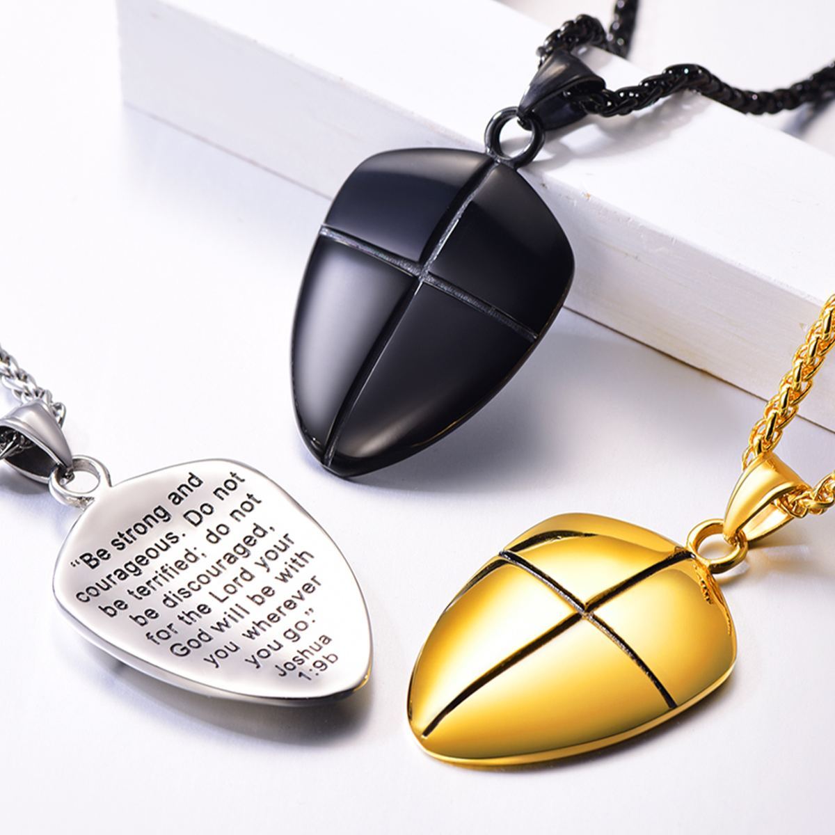 Shield of Faith Pendant Inspirational Necklace in Stainless