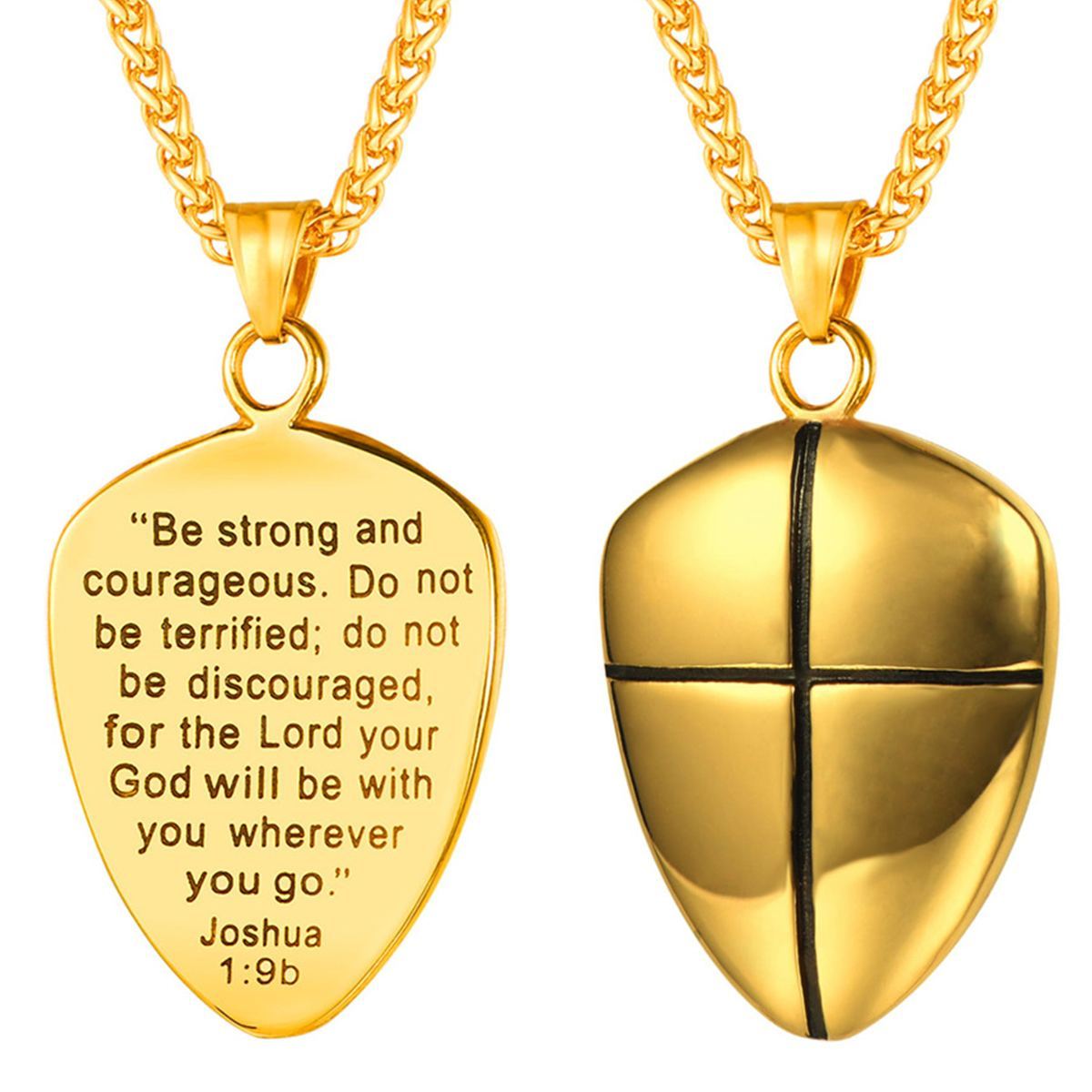 Shield of Faith Pendant Inspirational Necklace in Stainless
