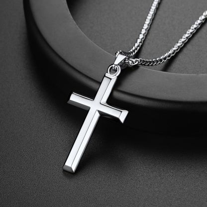 Stainless Steel Cross Pendant Necklace for Men Women